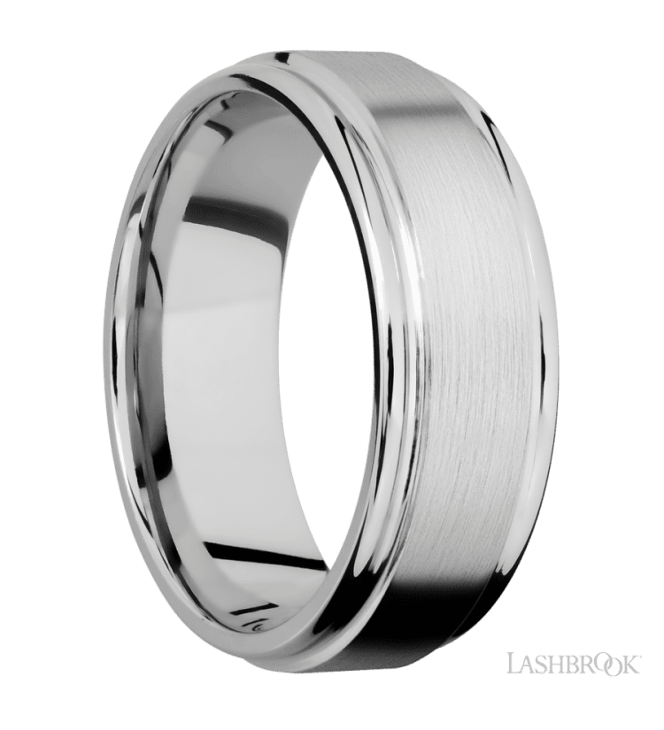 8 mm wide Flat Rounded Edges 14K White Gold band. - Diamonds By Rothschild