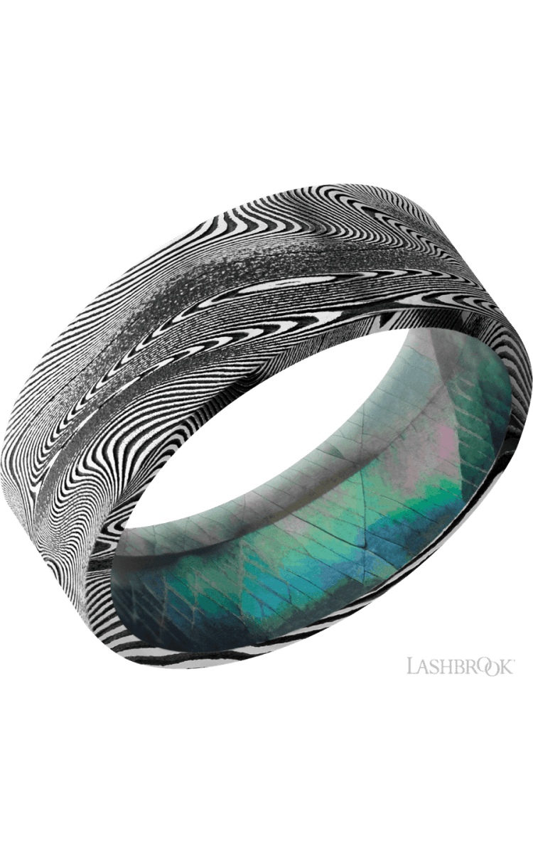 8 mm wide Flat Tightweave band featuring a Black Mother of Pearl sleeve. - Diamonds By Rothschild