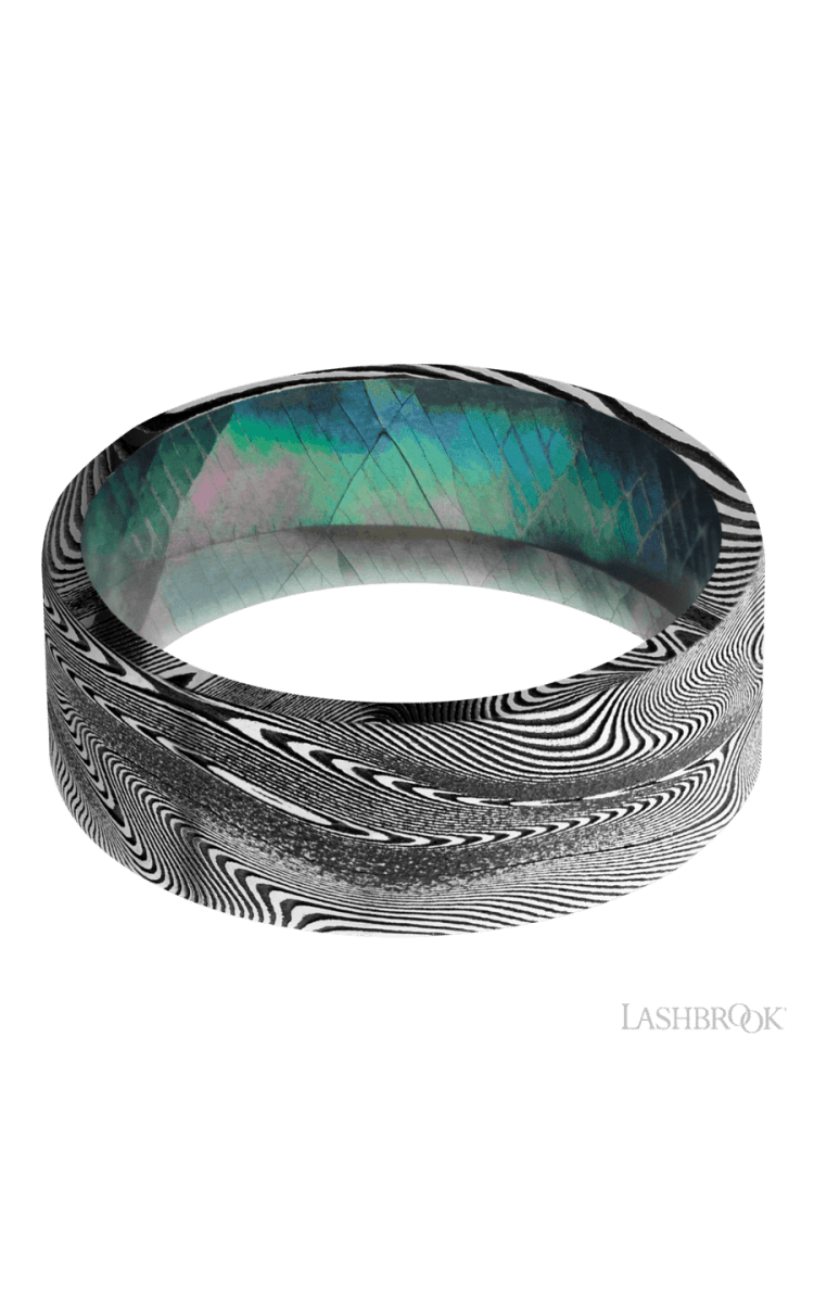 8 mm wide Flat Tightweave band featuring a Black Mother of Pearl sleeve. - Diamonds By Rothschild