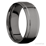 8 mm wide Flat Wide Grooved Edges Tantalum Noir band. - Diamonds By Rothschild