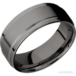 8 mm wide Flat Wide Grooved Edges Tantalum Noir band. - Diamonds By Rothschild