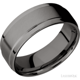 8 mm wide Flat Wide Grooved Edges Tantalum Noir band. - Diamonds By Rothschild