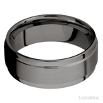 8 mm wide Flat Wide Grooved Edges Tantalum Noir band. - Diamonds By Rothschild