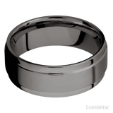 8 mm wide Flat Wide Grooved Edges Tantalum Noir band. - Diamonds By Rothschild