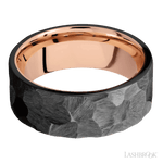 8 mm wide Flat Zirconium band featuring a 14K Rose Gold sleeve. - Diamonds By Rothschild
