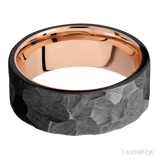8 mm wide Flat Zirconium band featuring a 14K Rose Gold sleeve. - Diamonds By Rothschild