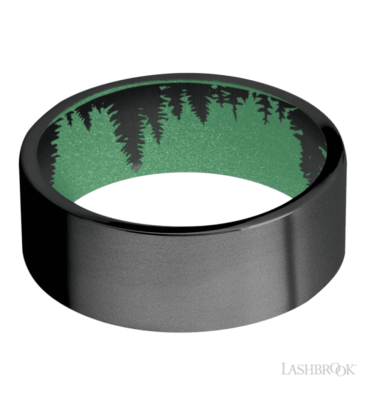8 mm wide Flat Zirconium band featuring a Squatch sleeve. - Diamonds By Rothschild