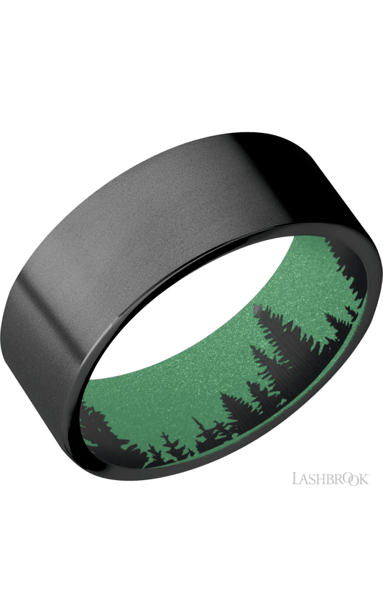 8 mm wide Flat Zirconium band featuring a Squatch sleeve. - Diamonds By Rothschild