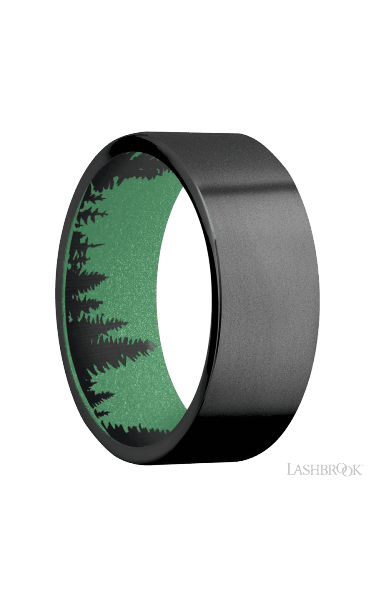 8 mm wide Flat Zirconium band featuring a Squatch sleeve. - Diamonds By Rothschild