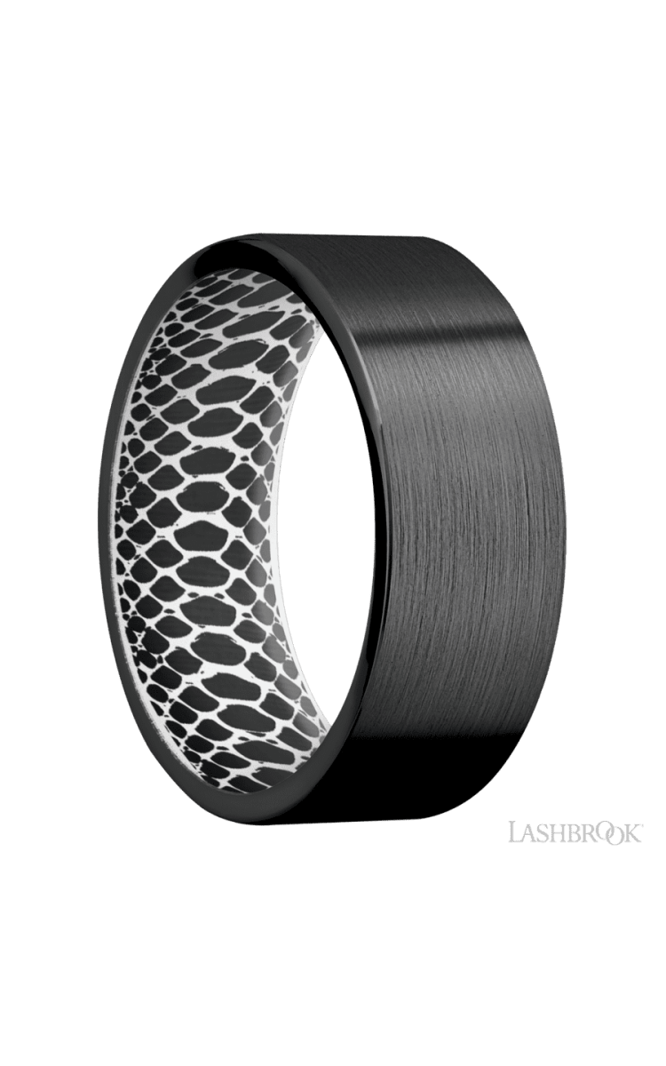 8 mm wide Flat Zirconium band featuring a White sleeve. - Diamonds By Rothschild