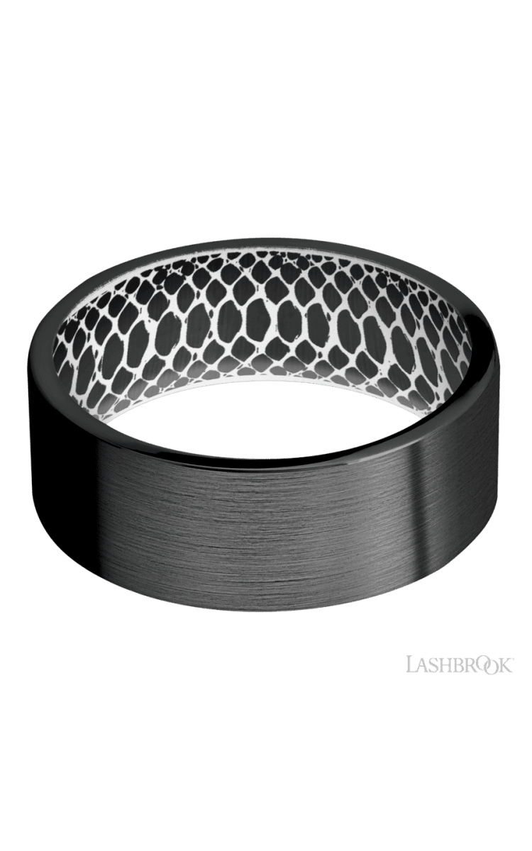 8 mm wide Flat Zirconium band featuring a White sleeve. - Diamonds By Rothschild