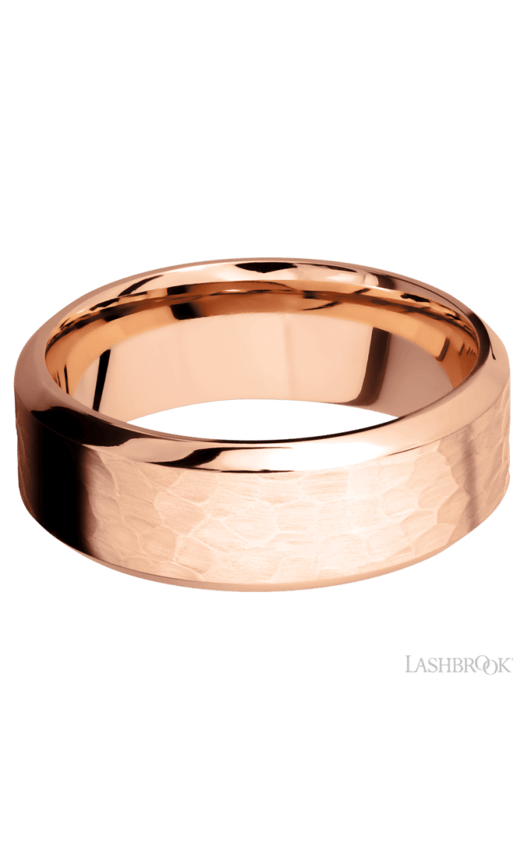 8 mm wide High Bevel 14K Rose Gold band. - Diamonds By Rothschild