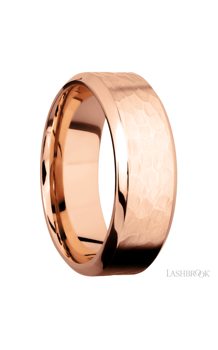 8 mm wide High Bevel 14K Rose Gold band. - Diamonds By Rothschild