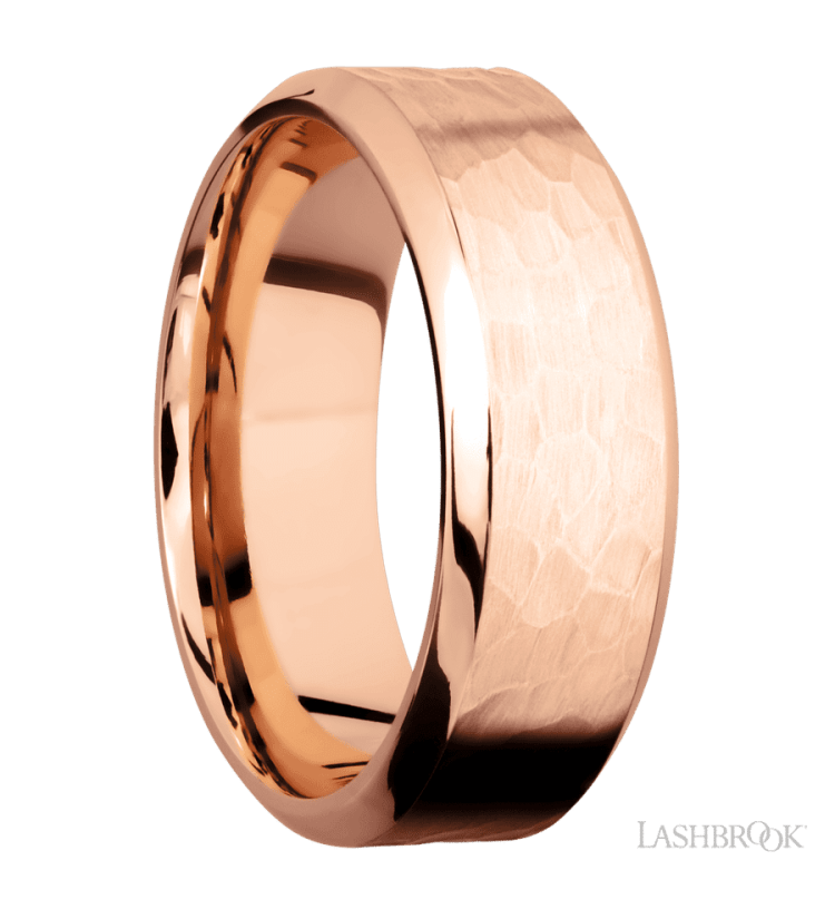 8 mm wide High Bevel 14K Rose Gold band. - Diamonds By Rothschild