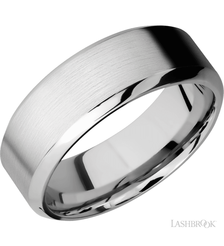 8 mm wide High Bevel 14K White Gold band. - Diamonds By Rothschild