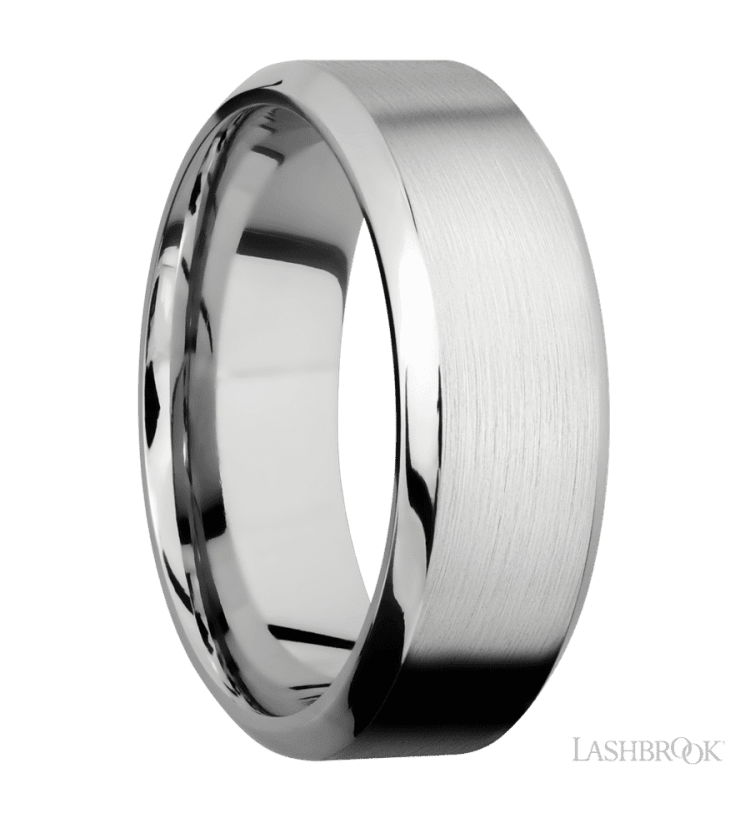 8 mm wide High Bevel 14K White Gold band. - Diamonds By Rothschild