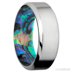 8 mm wide High Bevel Cobalt Chrome band featuring a Abalone sleeve. - Diamonds By Rothschild