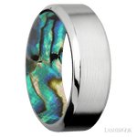 8 mm wide High Bevel Cobalt Chrome band featuring a Abalone sleeve. - Diamonds By Rothschild