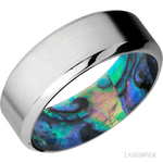 8 mm wide High Bevel Cobalt Chrome band featuring a Abalone sleeve. - Diamonds By Rothschild