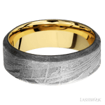 8 mm wide High Bevel Meteorite band featuring a 14K Yellow Gold sleeve. - Diamonds By Rothschild