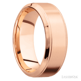 8 mm wide High Bevel Milgrain 14K Rose Gold band. - Diamonds By Rothschild
