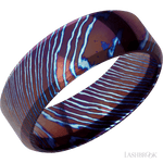 8 mm wide High Bevel Titanium Damascus band. - Diamonds By Rothschild