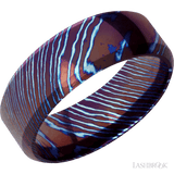 8 mm wide High Bevel Titanium Damascus band. - Diamonds By Rothschild