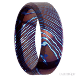 8 mm wide High Bevel Titanium Damascus band. - Diamonds By Rothschild