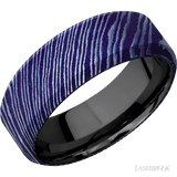 8 mm wide High Bevel Titanium Damascus band featuring a Zirconium sleeve. - Diamonds By Rothschild