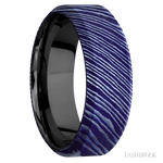 8 mm wide High Bevel Titanium Damascus band featuring a Zirconium sleeve. - Diamonds By Rothschild