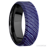8 mm wide High Bevel Titanium Damascus band featuring a Zirconium sleeve. - Diamonds By Rothschild