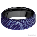 8 mm wide High Bevel Titanium Damascus band featuring a Zirconium sleeve. - Diamonds By Rothschild