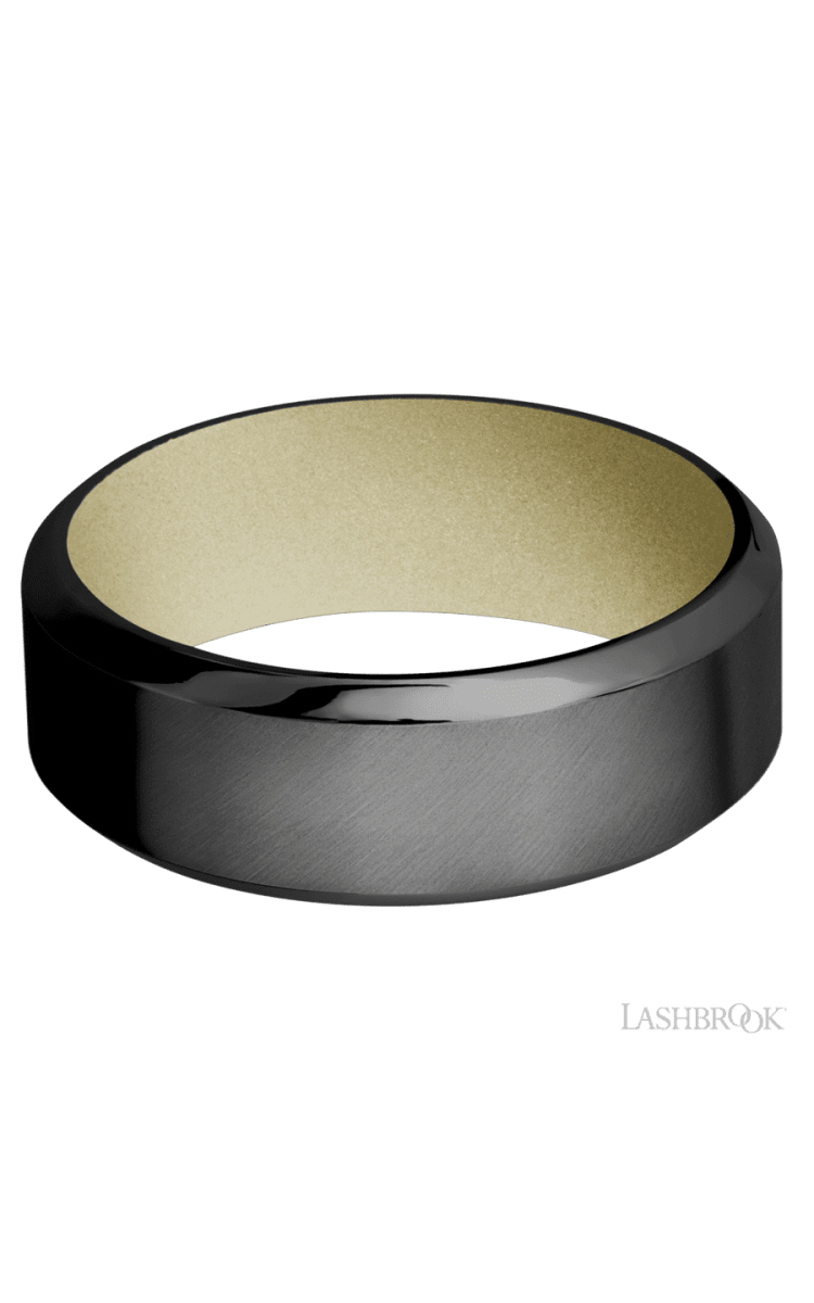 8 mm wide High Bevel Zirconium band featuring a Bright Nickel sleeve. - Diamonds By Rothschild
