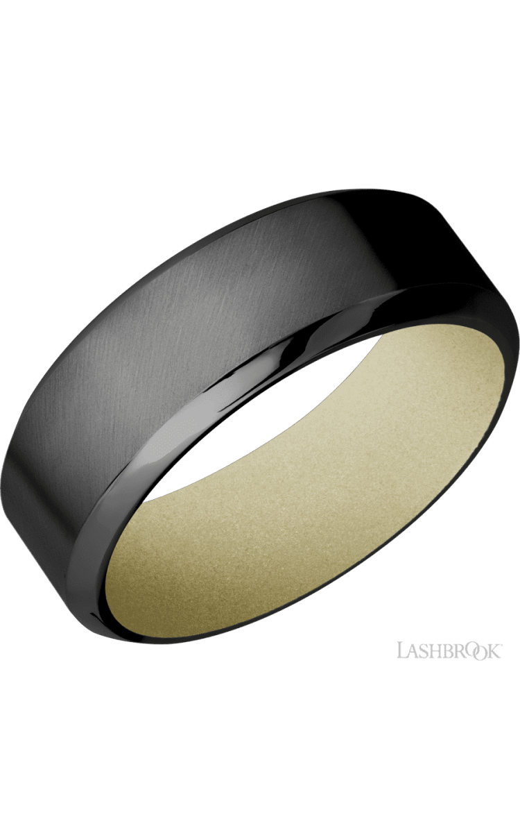 8 mm wide High Bevel Zirconium band featuring a Bright Nickel sleeve. - Diamonds By Rothschild