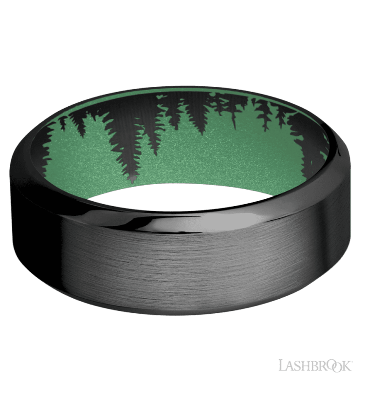 8 mm wide High Bevel Zirconium band featuring a Squatch sleeve. - Diamonds By Rothschild