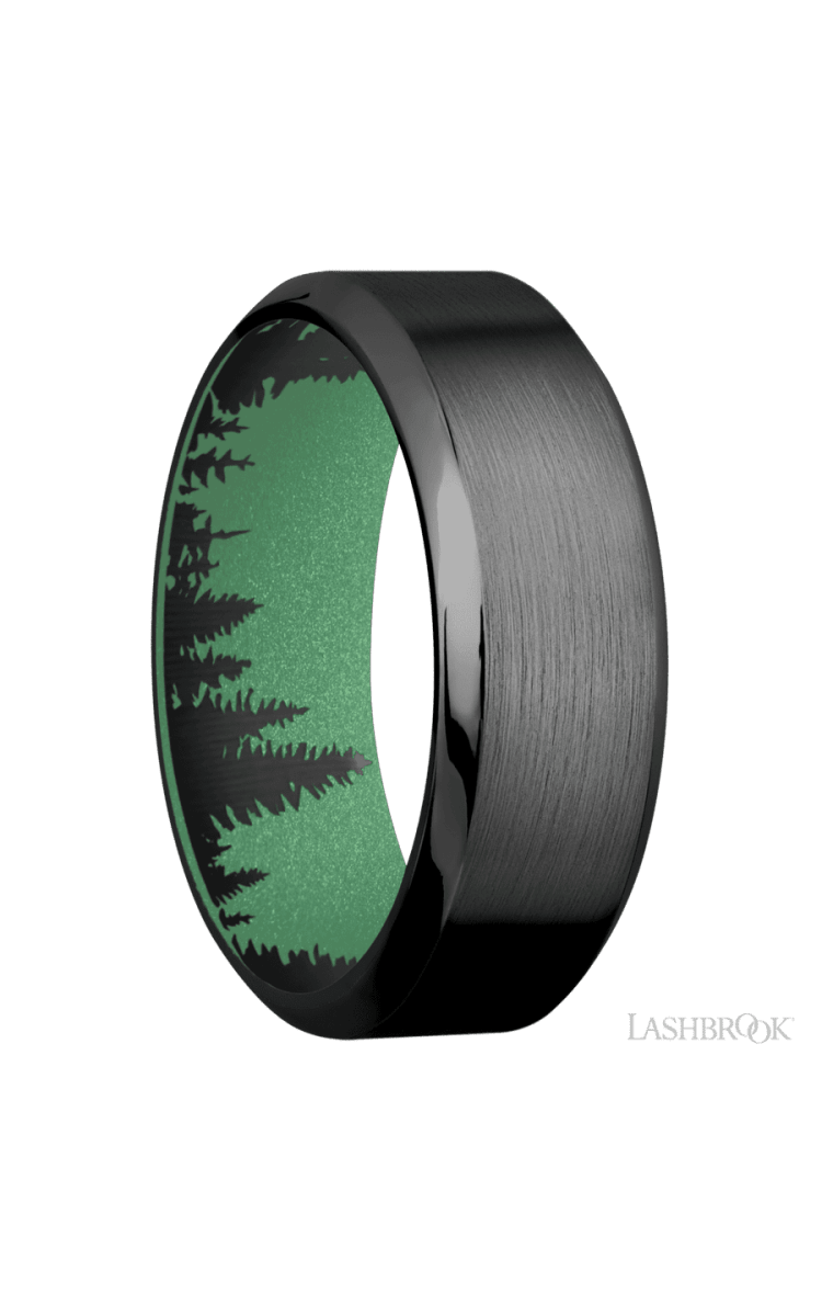 8 mm wide High Bevel Zirconium band featuring a Squatch sleeve. - Diamonds By Rothschild