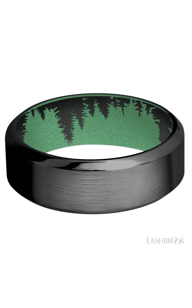 8 mm wide High Bevel Zirconium band featuring a Squatch sleeve. - Diamonds By Rothschild