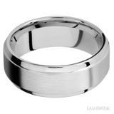 8 mm wide Stepped Bevel 14K White Gold band. - Diamonds By Rothschild