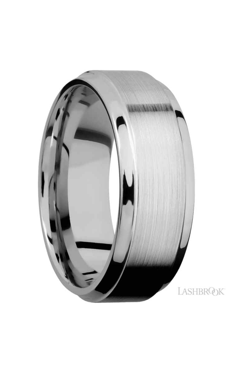 8 mm wide Stepped Bevel 14K White Gold band. - Diamonds By Rothschild