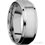 8 mm wide Stepped Bevel 14K White Gold band. - Diamonds By Rothschild