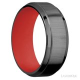 8 mm wide Stepped Bevel Zirconium band featuring a USMC Red sleeve. - Diamonds By Rothschild