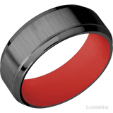 8 mm wide Stepped Bevel Zirconium band featuring a USMC Red sleeve. - Diamonds By Rothschild