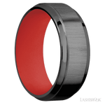 8 mm wide Stepped Bevel Zirconium band featuring a USMC Red sleeve. - Diamonds By Rothschild