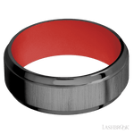 8 mm wide Stepped Bevel Zirconium band featuring a USMC Red sleeve. - Diamonds By Rothschild