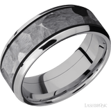 8 mm wide/Beveled/Cobalt Chrome band with one 5 mm Centered inlay of Tantalum. - Diamonds By Rothschild
