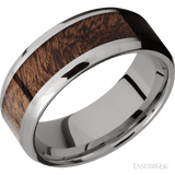 8 mm wide/Beveled/Titanium band with one 5 mm Centered inlay of Sapele. - Diamonds By Rothschild