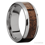 8 mm wide/Beveled/Titanium band with one 5 mm Centered inlay of Sapele. - Diamonds By Rothschild