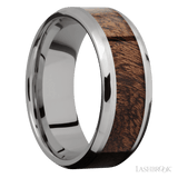 8 mm wide/Beveled/Titanium band with one 5 mm Centered inlay of Sapele. - Diamonds By Rothschild