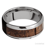 8 mm wide/Beveled/Titanium band with one 5 mm Centered inlay of Sapele. - Diamonds By Rothschild