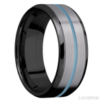 8 mm wide/Beveled/Zirconium band featuring inlays of Tantalum and Polar Blue. - Diamonds By Rothschild
